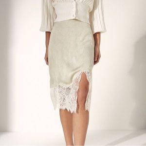 Wilfred silk midi sonnet skirt with lace trim